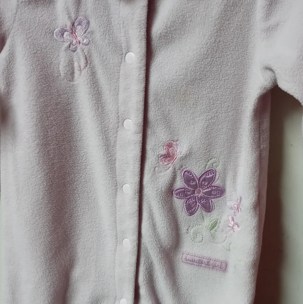 ⭐M4)  Carter’s Just One Year Pink Fleece Footed Sleeper 9M Floral Baby Girl